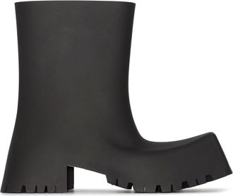 Balenciaga Rain Boots, female, Black, Size: 9 US Trooper Block-Heel Rubber Boots