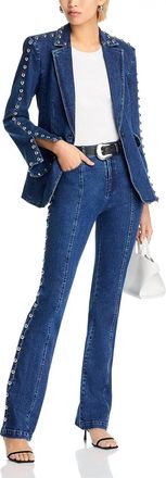 Cinq &agrave; Sept Denim Studded Shailene Pants In Blue