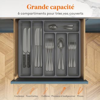 OEM Bandeja Para Cubiertos Con Tapa Para Caj&oacute;n, Caja De Almacenamiento De Cubiertos De Cocina, Organizador De Pl&aacute;stico Para Cubiertos, Para Cucharas, Tene