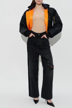 VETEMENTS Long Sleeve Bodysuit, Womens, Beige