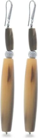 Brunello Cucinelli horn drop earrings - women - Silver - One Size - Brown