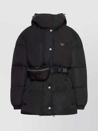 Prada quilted hooded belted puffer jacket
