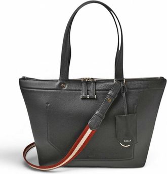 Bally Black Leather Shoulder Bag Tote Bag (Pre-Owned)