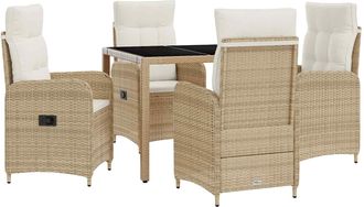 vidaXL Juego De Comedor Para Exteriores 5 Uds. Beige Y Blanco Crema Vidaxl