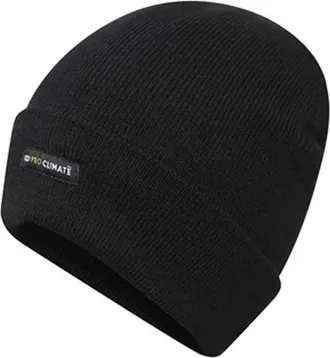 Pro Climate ProClimate Mens Thinsulate Beanie Hat | Ribbed Cap Black