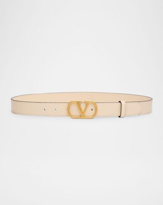 Valentino Garavani VLogo Signature Leather Belt, 30mm