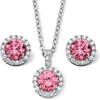 Palm Beach Jewelry 4.30 TCW Birthstone CZ Silvertone Jewelry Set