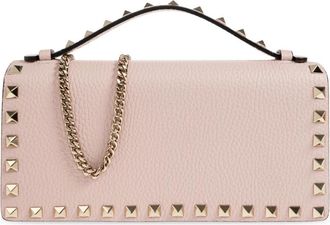 Valentino Garavani Rockstud Portemonnee Met Ketting - Dames - Portefeuilles - Roze - ONE Size - Leer - Accessoires