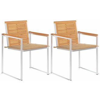 vidaXL Sillas De Jard&iacute;n Con Cojines 2 Uds Madera Maciza Teca Y Acero Vidaxl