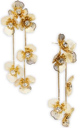 Saachi Crystal Flower Charm Drop Earrings in Gold at Nordstrom Rack