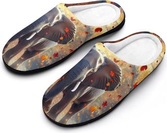 Generic Elephant African Autumn Womens Slippers Warm House Slippers Indoor House Shoes with Anti-Skid Rubber Sole