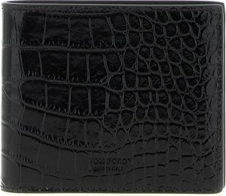 Tom Ford Crocodile Leather Wallet Portafogli Nero-Uomo