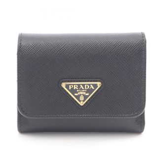 Prada Black Saffiano Triangle Wallet (Tri-Fold) (Pre-Owned)