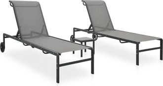 vidaXL Vidaxl - Lettini Prendisole 2 pz con Tavolo in Textilene e Acciaio