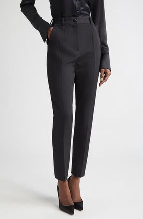 Dolce & Gabbana Tailored Wool & Silk Blend Tuxedo Pants in N0000 Nero at Nordstrom, Size 44