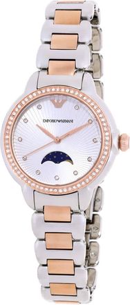 Emporio Armani Mia Quartz Moon Phase Crystal Silver Dial Ladies Watch AR11567