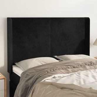 vidaXL Cabecero Con Orejas De Terciopelo Negro 147x16x118/128 Cm Vidaxl