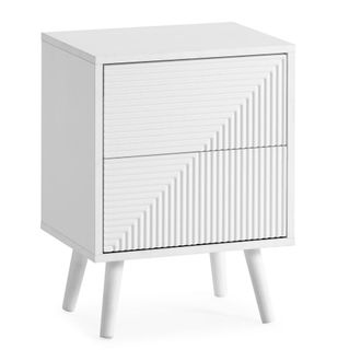 HOMN Mesita de noche 2 cajones color blanco