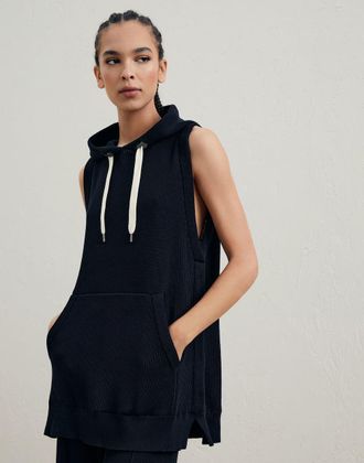 Brunello Cucinelli Black Cotton Sleeveles Womens Sweater