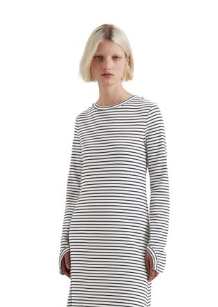 Marc O'Polo Denim Maxikleid MARC OPOLO DENIM, Damen, Gr. XS, N-Gr, schwarz, Rippware, Obermaterial: 96% Baumwolle, 4% Elasthan, gestreift, lang, Rundhals, Kleider Maxik