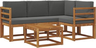 vidaXL Conjunto De Sof&aacute;s De Exterior 5 Uds. Natural Y Antracita Vidaxl