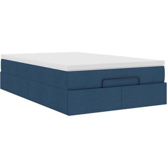 vidaXL Vidaxl - Estructura De Cama Otomana Con Colch&oacute;n Tela Azul 120x200cm