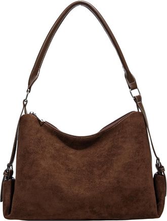 Generic PU Leather Frosted Shoulder Bag All-Match Underarm Bag Commute Handbag (Coffee) (Coffee)