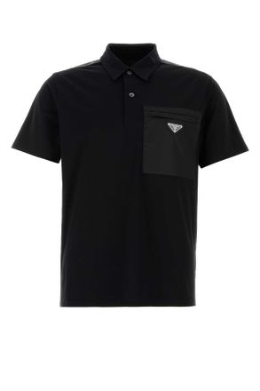 Prada Black Stretch Cotton Polo Shirt