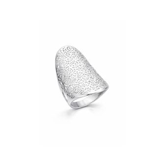 Gold & Honey Womens Longline Floral Ring In Silver