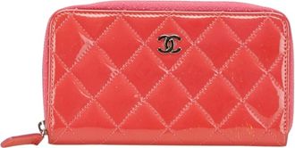 Chanel Matelasse Pink Leather Coin Purse/Coin Case (Pre-Owned)