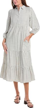Max Studio 3/4 Sleeve Collar Button Front Tier Midi Dress