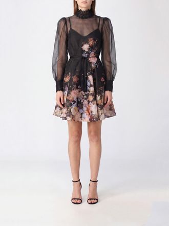 Zimmermann Abito midi Valiant in lino e seta con stampa floreale