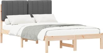 vidaXL Estructura De Cama Con Cabecera Tapizada Gris Natural Y Oscuro Vidaxl