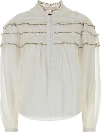 Isabel Marant Camicetta Doane met ruches - Dames - Blouses - Wit - S - Overhemden