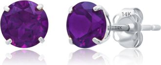 MAX + STONE 14k White Gold 6MM Round Stud Gemstone Earrings