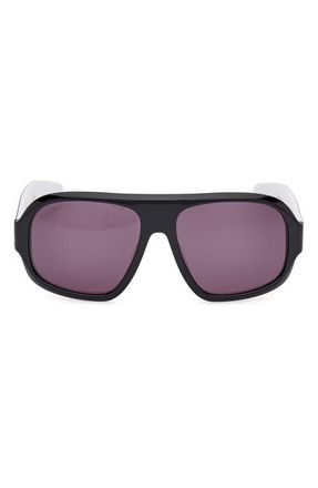 adidas 59mm Pilot Sunglasses in Shiny Black /Smoke at Nordstrom