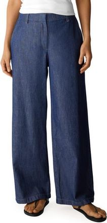 Eileen Fisher Wide Leg Organic Cotton Denim Pants in Dark Indigo at Nordstrom, Size Xx-Small
