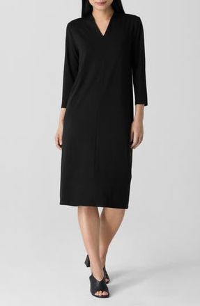 Eileen Fisher Jersey Sheath Midi Dress in Black at Nordstrom Rack, Size Medium P