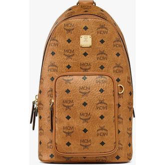 MCM Small Aren Sling Bag in Visetos in Cognac at Nordstrom