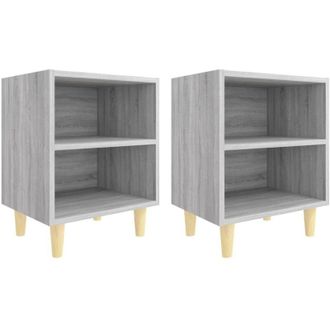 vidaXL Mesitas De Noche 2 Uds Patas De Madera Gris Sonoma 40x30x50 Cm Vidaxl