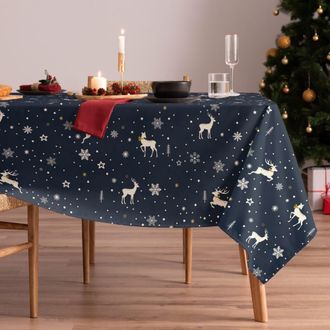 Mint Mantel navidad algod&oacute;n ciervo azul 155x300 cm