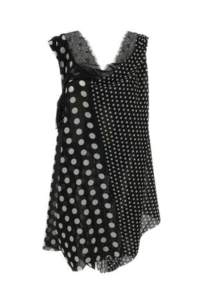 Junya Watanabe Black Polka Dot V Neck Top