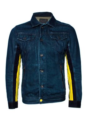 Diesel Blue denim jacket with yellow stripes
