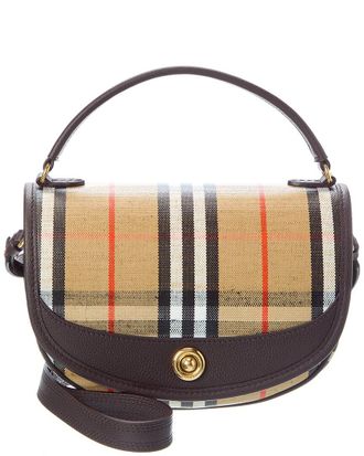 Burberry Highlands Check E-Canvas & Leather Shoulder Bag