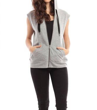 French Kyss Madison Hooded Vest In Gray