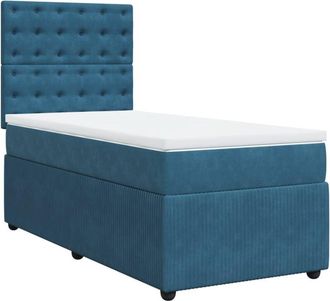 vidaXL Cama Box Spring Con Colch&oacute;n Terciopelo Azul 90x200 Cm Vidaxl