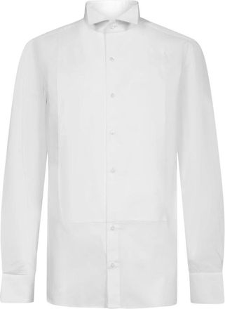 LUIGI BORRELLI NAPOLI Wit Katoenen Overhemd met Puntkraag - Heren - Zakelijke Overhemden - Wit - 3XL - Katoen - Overhemden