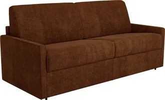 Vente-Unique Divano Letto 2 Posti Express In Tessuto Terracotta - Rete A Doghe Larghe 120 Cm - Materasso 18 Cm - Calife