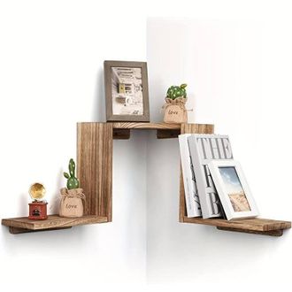 OEM Estanter&iacute;as De Esquina, Estantes R&uacute;sticos De Madera, Estantes Flotantes De Esquina Para Montaje En Pared, Decoraci&oacute;n Para Dormitorio, Sala De Estar, B
