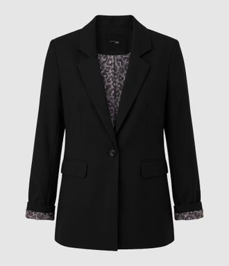 Jeanne Vouland Blazer Rosa Noir Doublure Leopard Kaki